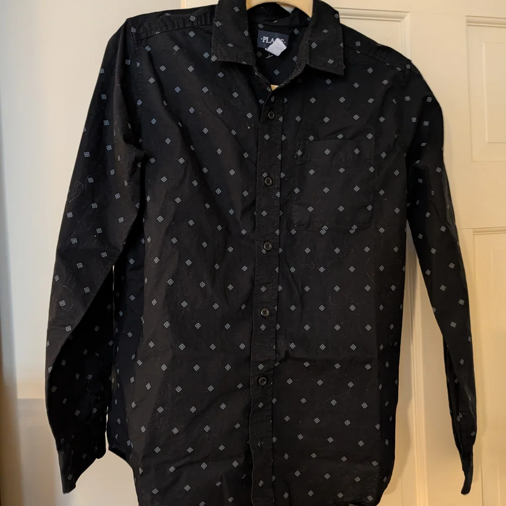 The Children's Place Navy Blue Button Down Diamond Pattern Shirt